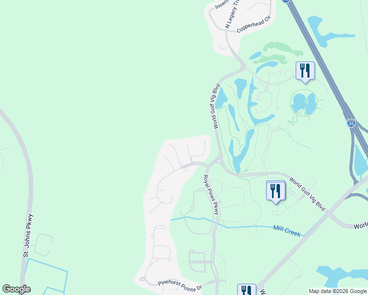 map of restaurants, bars, coffee shops, grocery stores, and more near 58 Cottage Green Place in St. Augustine