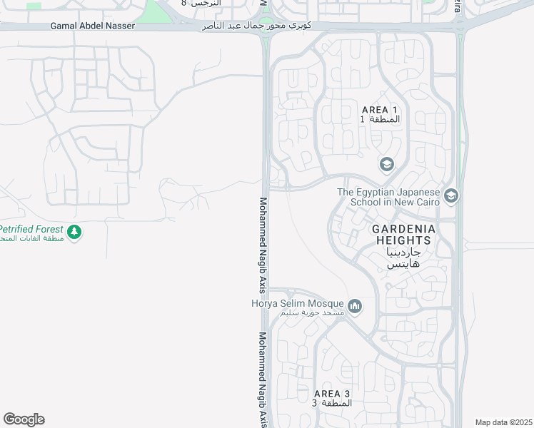 map of restaurants, bars, coffee shops, grocery stores, and more near Mohammed Nagib Axis in New Cairo 3