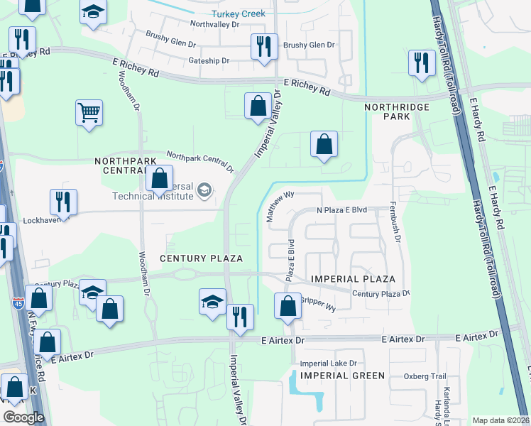map of restaurants, bars, coffee shops, grocery stores, and more near 915 Matthew Way in Houston