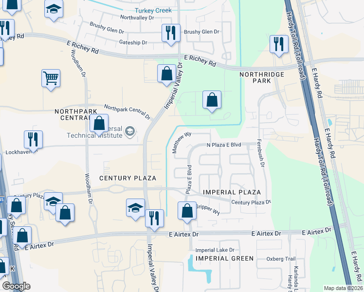 map of restaurants, bars, coffee shops, grocery stores, and more near 903 Speckled Court in Houston
