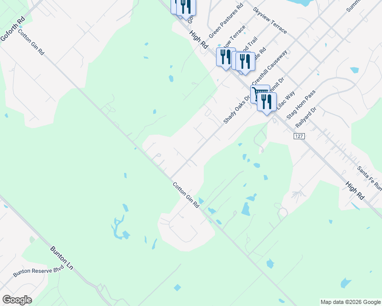 map of restaurants, bars, coffee shops, grocery stores, and more near 220 Shady Oaks Drive in Kyle