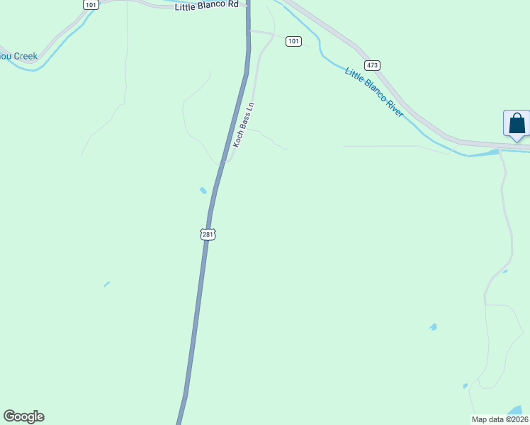 map of restaurants, bars, coffee shops, grocery stores, and more near 106 Koch Bass Lane in Blanco