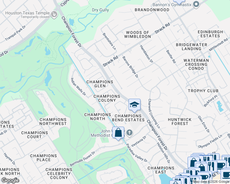 map of restaurants, bars, coffee shops, grocery stores, and more near in Houston