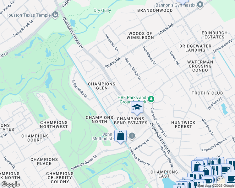 map of restaurants, bars, coffee shops, grocery stores, and more near in Houston