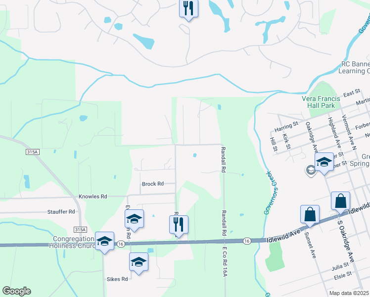 map of restaurants, bars, coffee shops, grocery stores, and more near 3841 Randall Road in Green Cove Springs