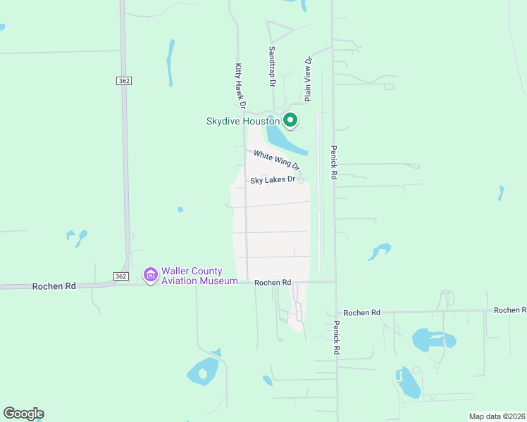 map of restaurants, bars, coffee shops, grocery stores, and more near 32227 Skyway Lane in Waller