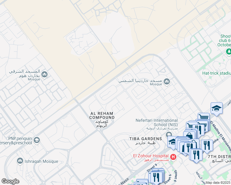 map of restaurants, bars, coffee shops, grocery stores, and more near أكتوبر، in قسم أول 6
