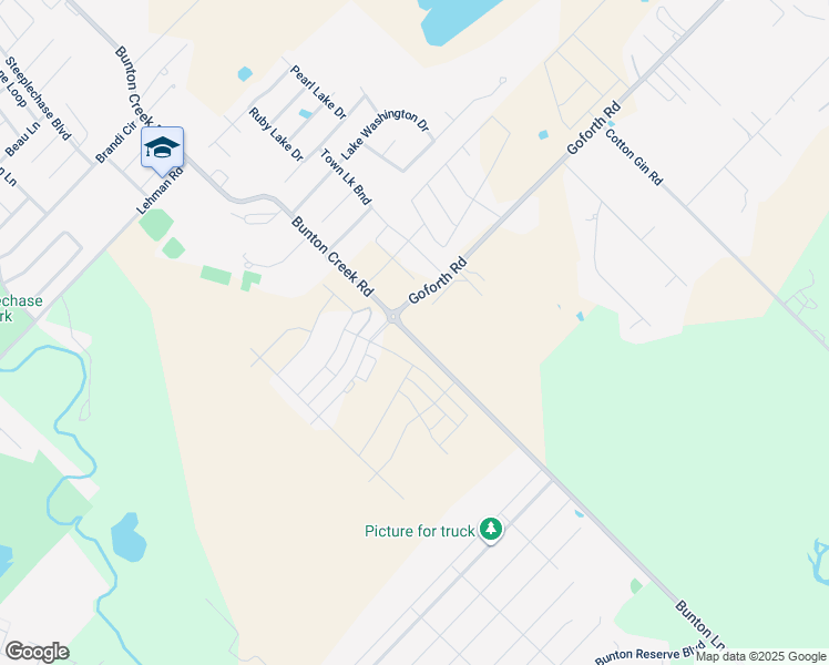 map of restaurants, bars, coffee shops, grocery stores, and more near 109 Bunton Lane in Kyle