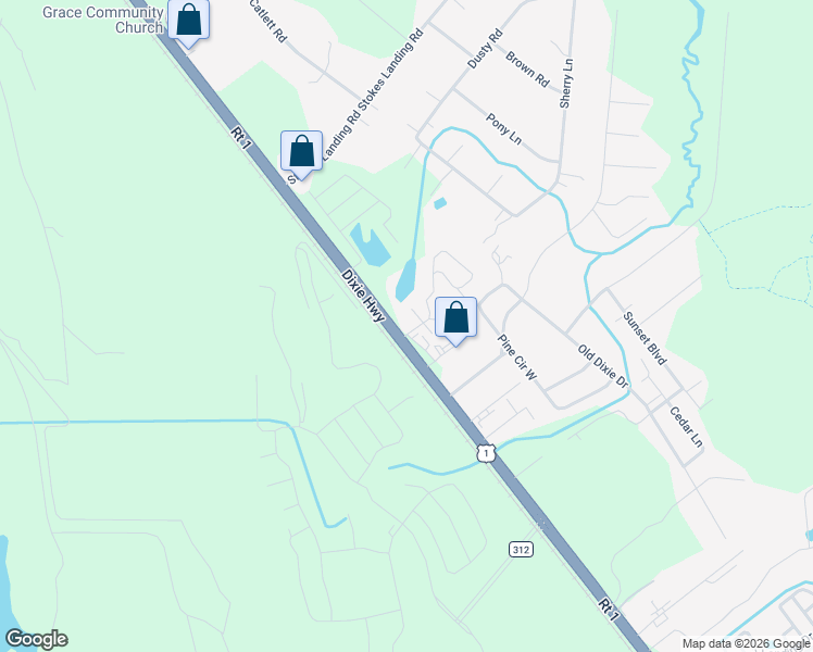 map of restaurants, bars, coffee shops, grocery stores, and more near 100B Ronald Road in St. Augustine