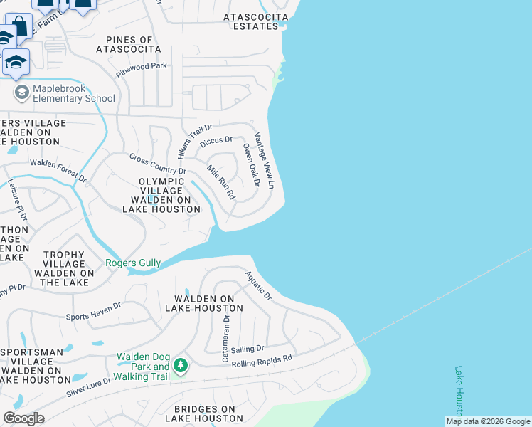 map of restaurants, bars, coffee shops, grocery stores, and more near 8826 Cross Country Drive in Humble