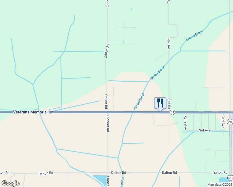map of restaurants, bars, coffee shops, grocery stores, and more near 10816-10934 Mildred Road in Kaplan