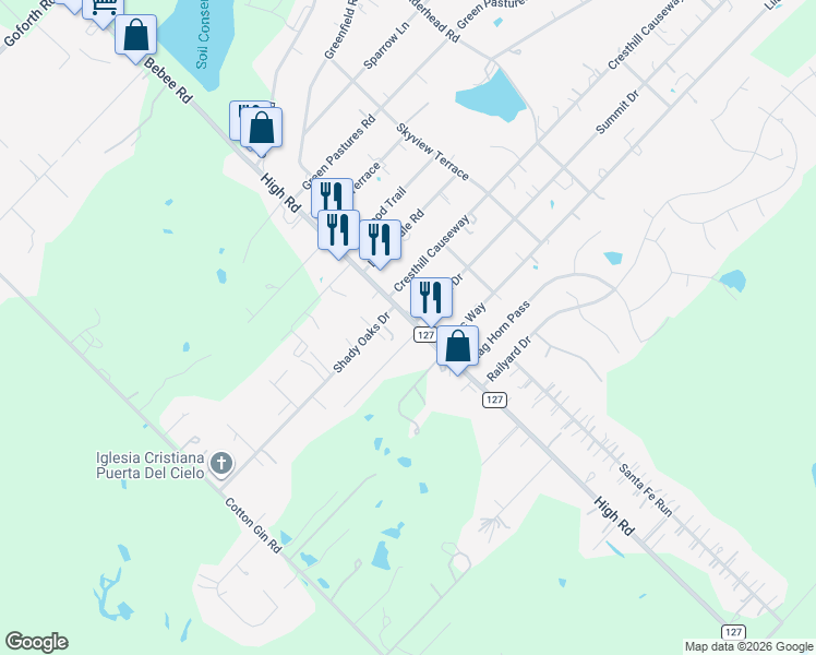 map of restaurants, bars, coffee shops, grocery stores, and more near 101 Summit Drive in Kyle