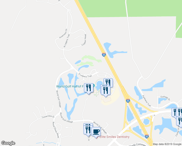 map of restaurants, bars, coffee shops, grocery stores, and more near 345 Perfect Drive in St. Augustine
