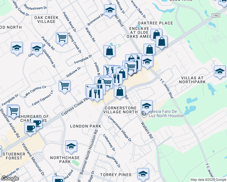 map of restaurants, bars, coffee shops, grocery stores, and more near 3707 Farm to Market 1960 Road West in Houston