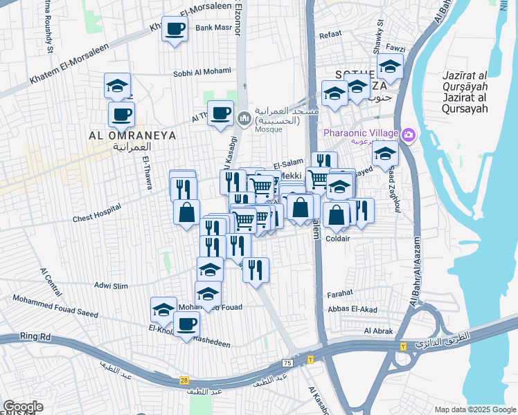 map of restaurants, bars, coffee shops, grocery stores, and more near Abd El-Nabi Abd El-Hameed in El Omraniya