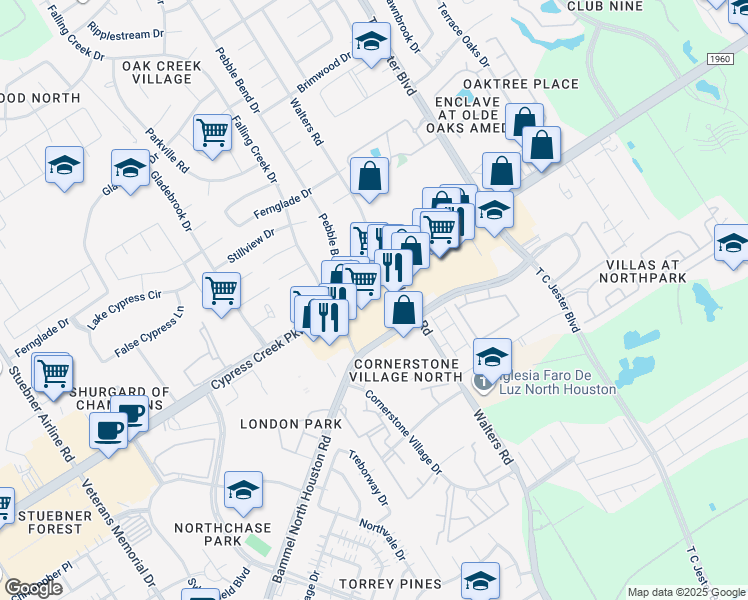 map of restaurants, bars, coffee shops, grocery stores, and more near 3707 Farm to Market 1960 Road West in Houston