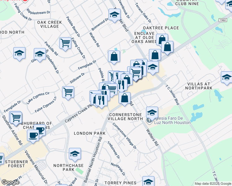 map of restaurants, bars, coffee shops, grocery stores, and more near 3707 Farm to Market 1960 Road West in Houston