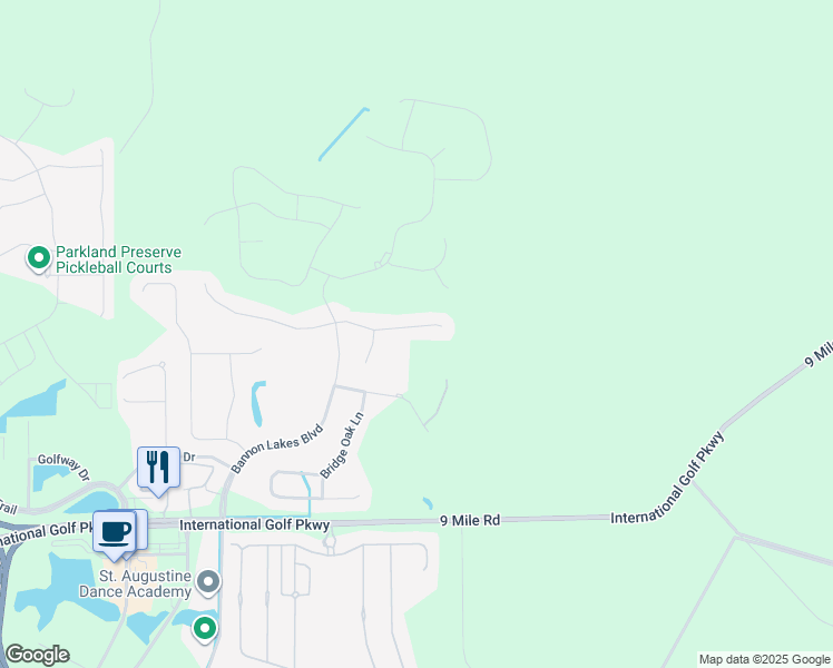 map of restaurants, bars, coffee shops, grocery stores, and more near 206 Orchard Lane in St. Augustine