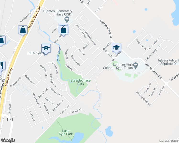 map of restaurants, bars, coffee shops, grocery stores, and more near 430 Britni Loop in Kyle