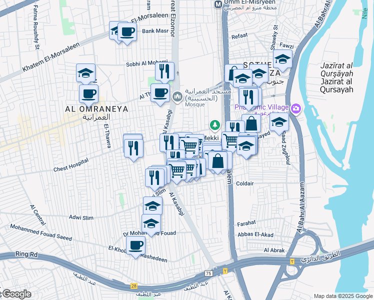 map of restaurants, bars, coffee shops, grocery stores, and more near Abd El-Nabi Abd El-Hameed in El Omraniya