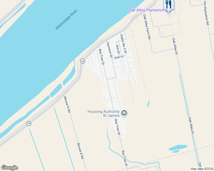 map of restaurants, bars, coffee shops, grocery stores, and more near 3955 Harrison Street in Vacherie