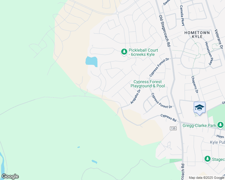 map of restaurants, bars, coffee shops, grocery stores, and more near Cypress Road in Kyle