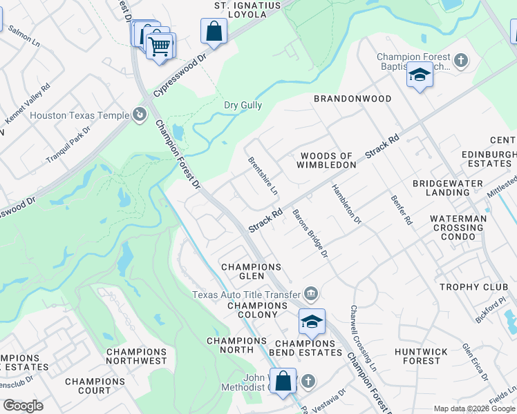 map of restaurants, bars, coffee shops, grocery stores, and more near 5430 Chapel Brook Drive in Houston