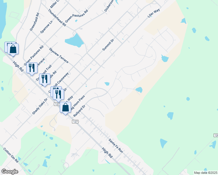 map of restaurants, bars, coffee shops, grocery stores, and more near 535 Railyard Drive in Kyle