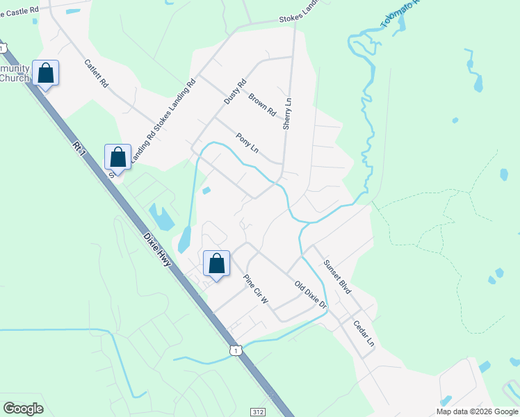 map of restaurants, bars, coffee shops, grocery stores, and more near 6566 Sherry Lane in St. Augustine
