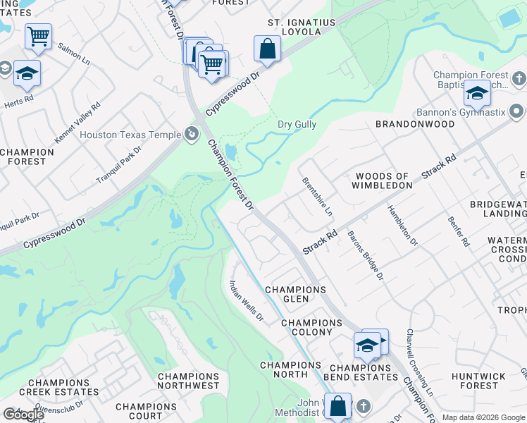 map of restaurants, bars, coffee shops, grocery stores, and more near 14514 Champion Forest Drive in Houston