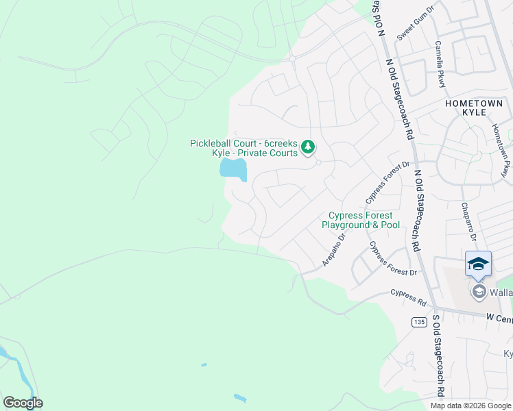 map of restaurants, bars, coffee shops, grocery stores, and more near 13 Cypress Road in Kyle