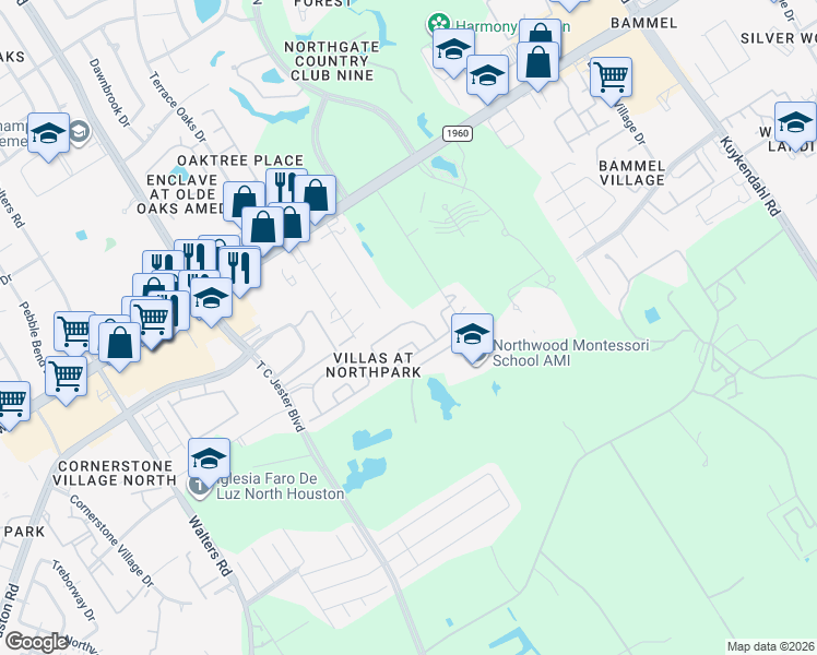 map of restaurants, bars, coffee shops, grocery stores, and more near 15000 Draper Road in Houston