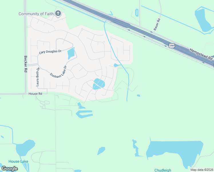 map of restaurants, bars, coffee shops, grocery stores, and more near Bryce Pecan Way in Cypress