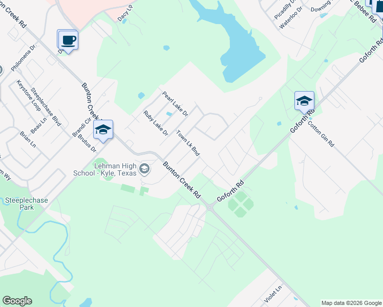 map of restaurants, bars, coffee shops, grocery stores, and more near 265 Town Lake Bend in Kyle