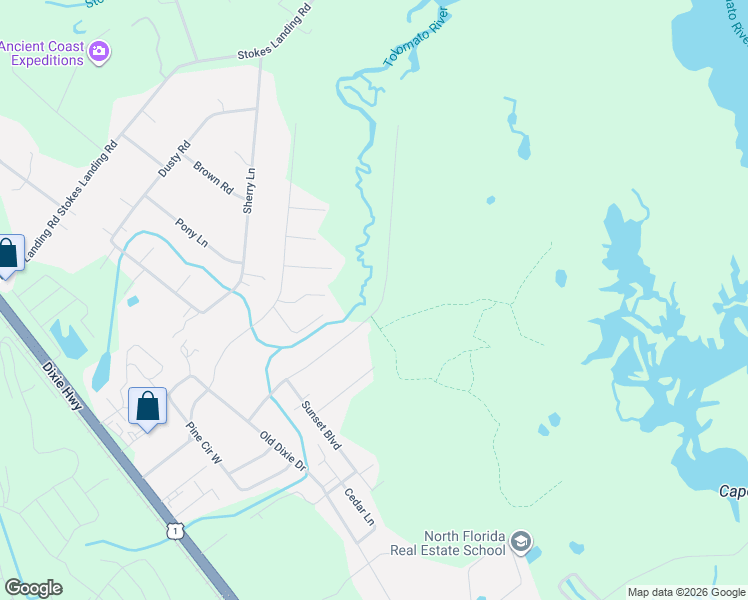 map of restaurants, bars, coffee shops, grocery stores, and more near 412 Lakeshore Drive in St. Augustine