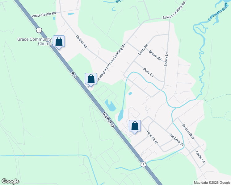 map of restaurants, bars, coffee shops, grocery stores, and more near 6654 Crooked Creek Lane in St. Augustine