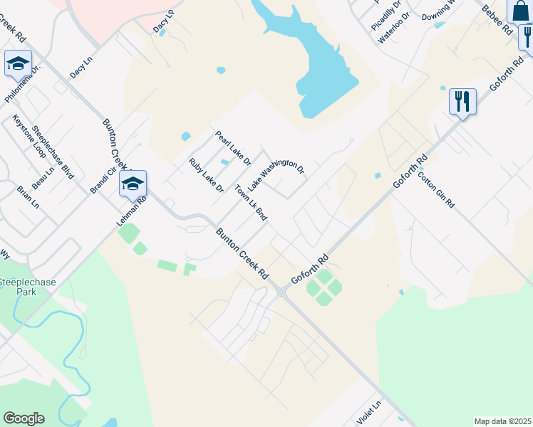 map of restaurants, bars, coffee shops, grocery stores, and more near 265 Town Lake Bend in Kyle