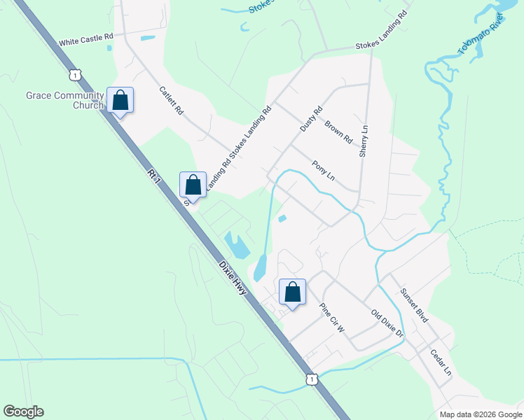 map of restaurants, bars, coffee shops, grocery stores, and more near 6654 Crooked Creek Lane in St. Augustine