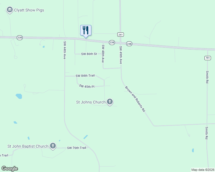 map of restaurants, bars, coffee shops, grocery stores, and more near 8293 Southwest 48th Lane in Lake Butler