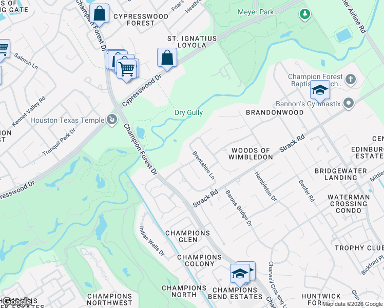 map of restaurants, bars, coffee shops, grocery stores, and more near 14411 Mindy Park Lane in Houston