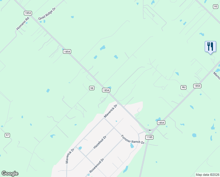 map of restaurants, bars, coffee shops, grocery stores, and more near 369 Farm to Market Road 1854 in Dale