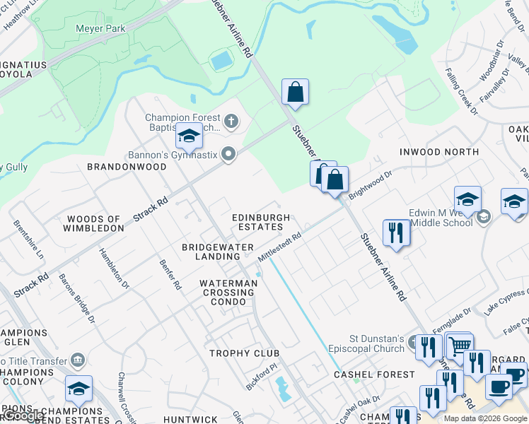 map of restaurants, bars, coffee shops, grocery stores, and more near in Harris County