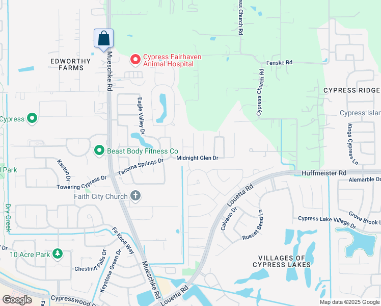 map of restaurants, bars, coffee shops, grocery stores, and more near 15311 Sableton Crest Lane in Cypress