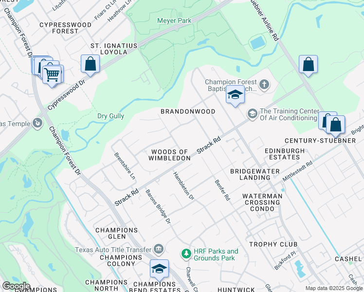 map of restaurants, bars, coffee shops, grocery stores, and more near 5212 Strack Road in Houston