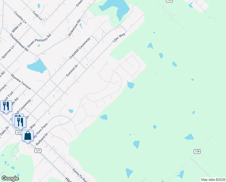 map of restaurants, bars, coffee shops, grocery stores, and more near 375 Duchess Pass in Kyle