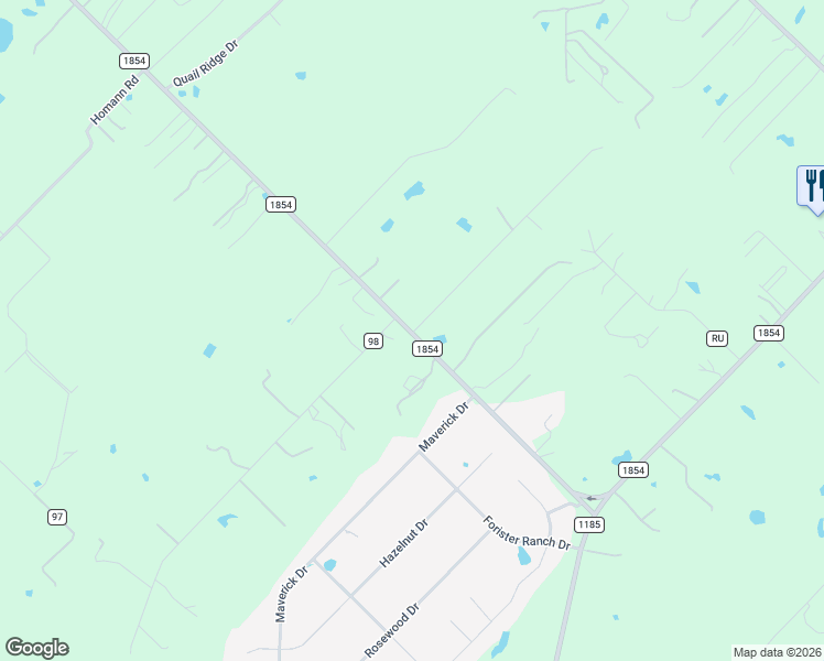 map of restaurants, bars, coffee shops, grocery stores, and more near 369 Farm to Market Road 1854 in Dale