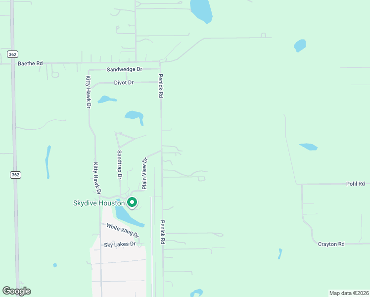 map of restaurants, bars, coffee shops, grocery stores, and more near 15610 Penick Road in Waller