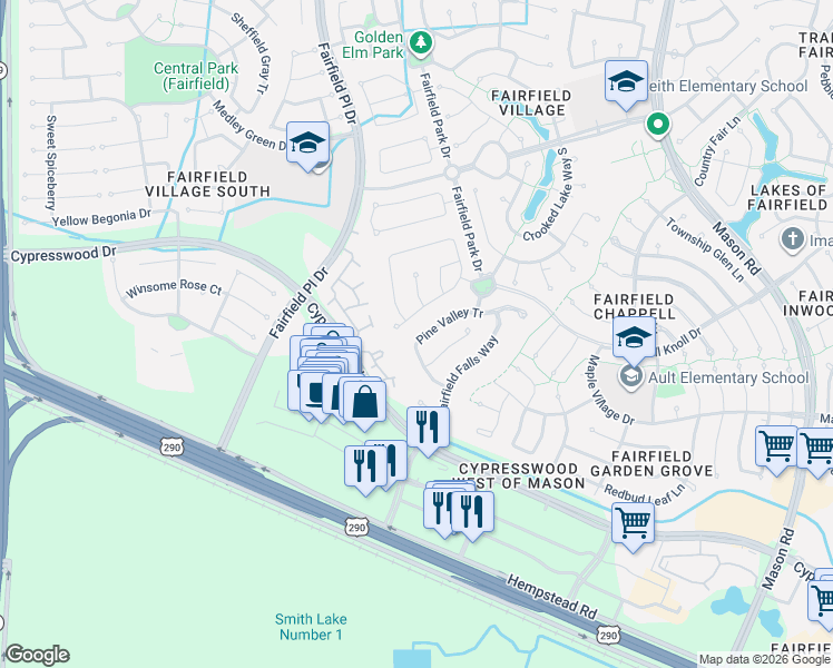 map of restaurants, bars, coffee shops, grocery stores, and more near 15315 Pine Valley Tr in Cypress