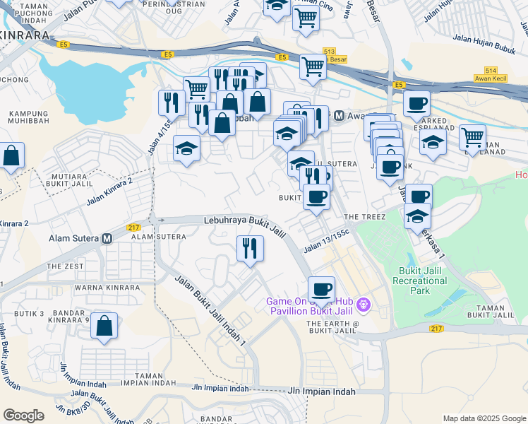 map of restaurants, bars, coffee shops, grocery stores, and more near in Kuala Lumpur