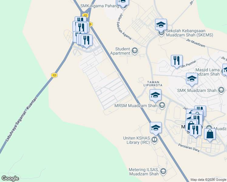 map of restaurants, bars, coffee shops, grocery stores, and more near 51 Jalan Setiajasa 3 in Muadzam Shah